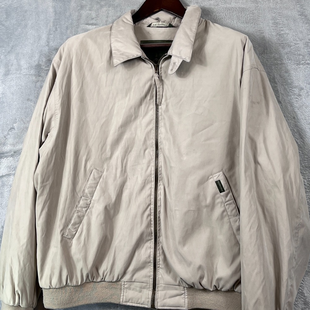 Weatherproof Jacket Mens XL Beige Lightweight Bomber Zip Front Lined Casual